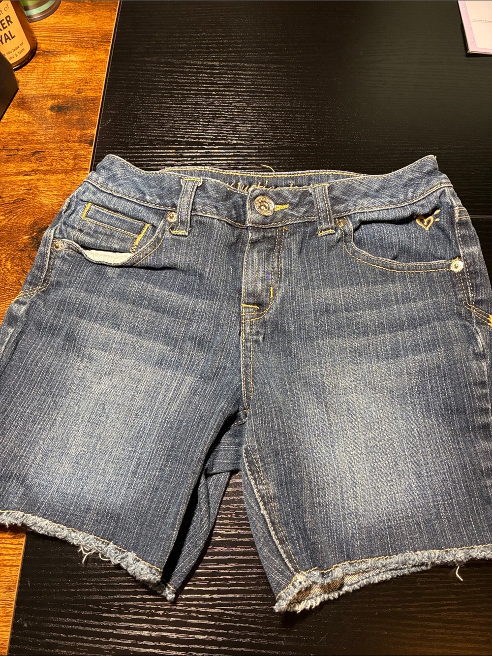 Justice Denim Shorts - Blue with Frayed Hem